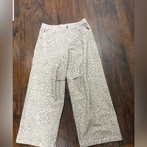Darc Sport Cream and Gray Leopard Print Straight Leg Jeans